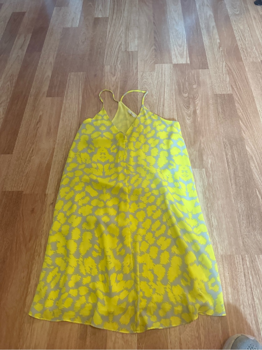 Soprano Yellow and Light Gray Floral Print Slip Dress